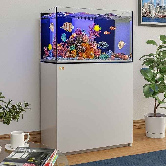 Aqua Dream Coral Reef Aquarium Tank | 90 Gallon Ultra Clear Glass with Sump, White