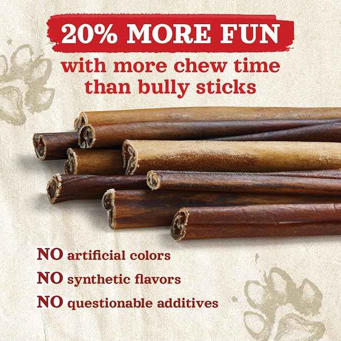 Natural Farm Collagen Chews. 6 Inch, 10 Pack. Odor-Free Long Lasting Bully Sticks & Rawhide Alternative Dog Treats, 95% Collagen Low Fat, High Protein Best Dental Dog Treats – Medium & Large Dogs