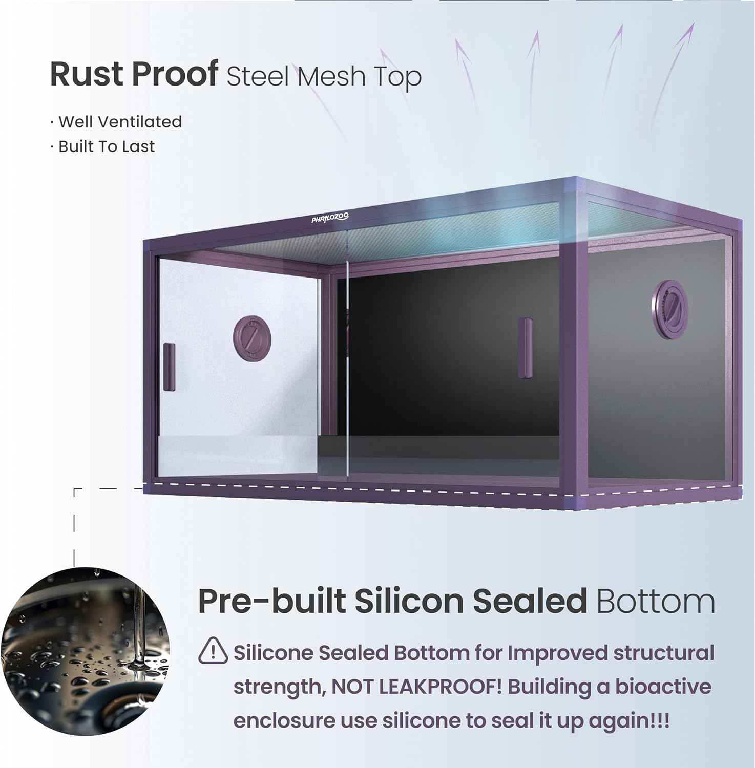 50 Gallon Bearded Dragon Tank, Reptile Enclosure for Easy Maintenance, Front Opening Reptile Tank with Top Screen Ventilation & Glass Sliding Door 36''x18''x18''