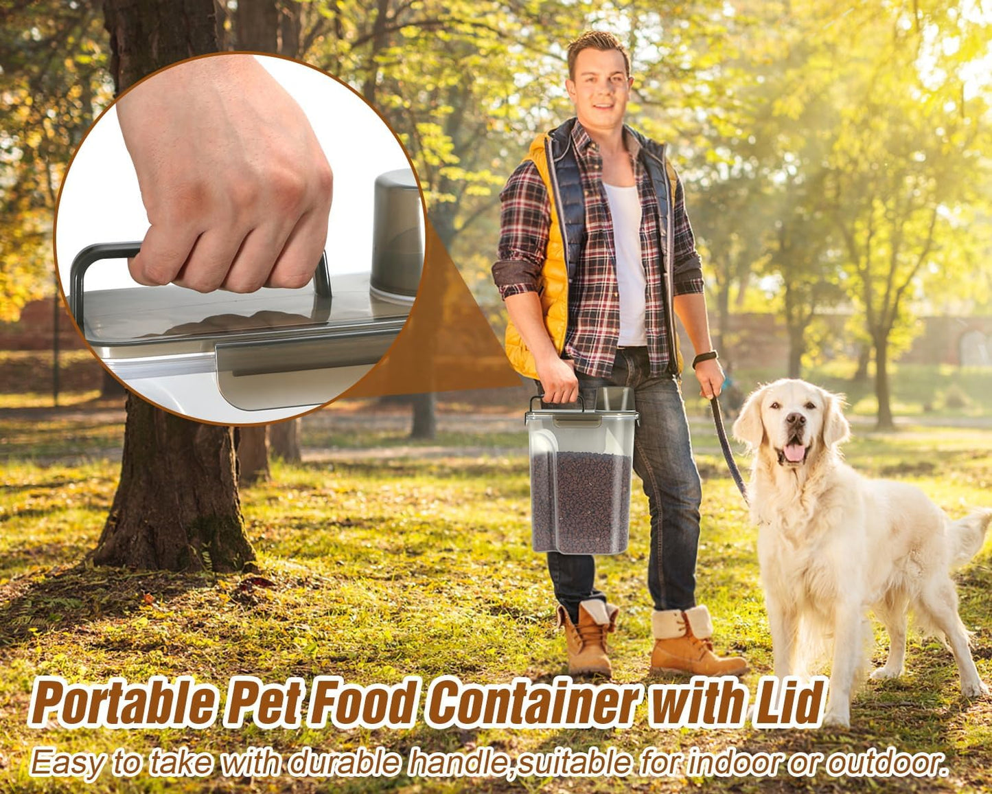 TBMax Dog Food Storage Container, Large Airtight Cat Food Container with Bigger Spout and Cup, Portable Travel Pet Food Storage Dispenser for Small Animal Kibble Storage, Bird Seed Container