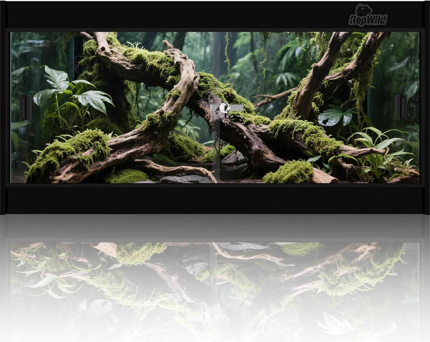 20 Gallon PVC Reptile Enclosure, RepWild 24"x18"x12" Terrarium/Tank with Heavy-Duty Screen Top, Glass Sliding Doors & Lock for Bearded Dragons, Ball Python, Geckos, Lizards