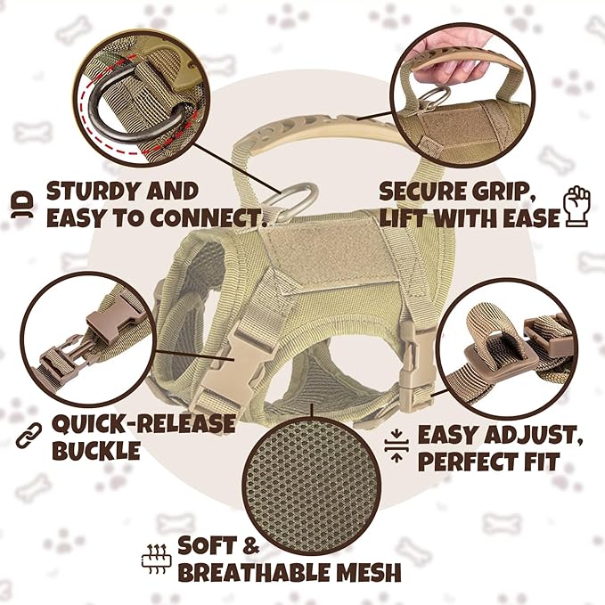 Cat Harness and Leash Escape Proof Tactical Cat Harness with Custom Patches Adjustable Soft Vest for Walking & Training Comfortable Outdoor Gear Fits Small Medium Large Cats (8-20 lbs)