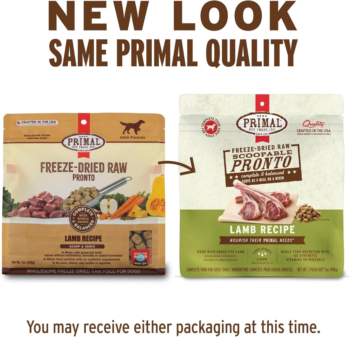 Primal Freeze Dried Dog Food, Pronto Mini Nuggets, Lamb; Scoop & Serve, Complete & Balanced Meal; Also Use as Topper or Treat; Premium, Healthy, Grain Free, High Protein Raw Dog Food (25 oz, 2-Pack)