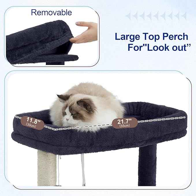 Cat Tree for Indoor Cats Large Adult, 70.5'' Cat Tower with Scratching Post, Sturdy Steel Pube Cat Tree Tower with Large Playing Platfrom, Hammock and Basket, Top Perch, Drak Gray GCT024G
