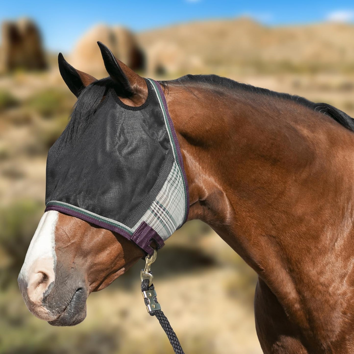 Kensington 90% UV Fly Mask CatchMask UViator - Without Ears & Forelock Freedom Web Trim Size: L-Avg Color: 2019 - Imperial Jade
