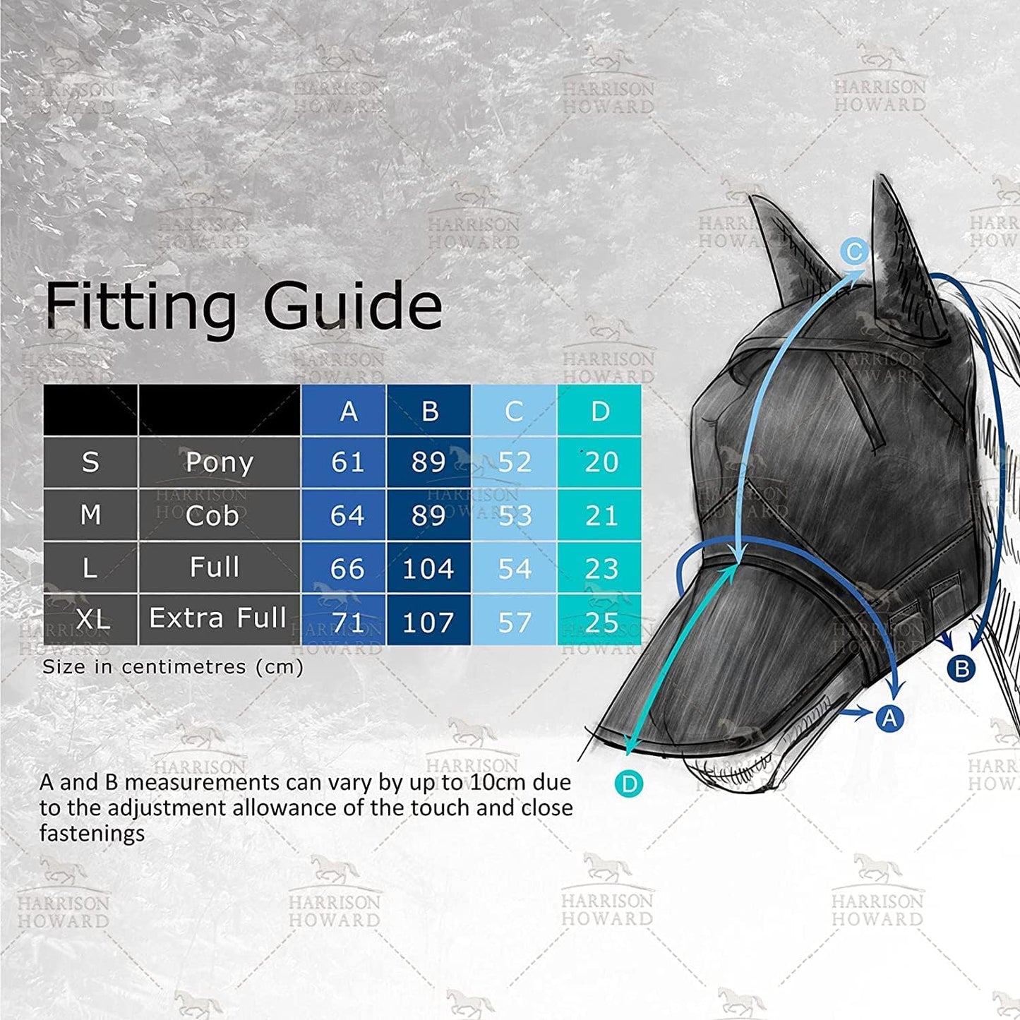 Harrison Howard LumiVista Horse Fly Mask Standard with Ears UV Protection for Horse Pastel Mix M Cob
