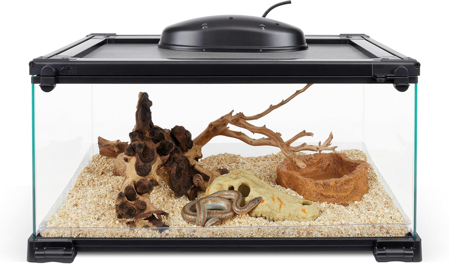 Zilla QuickBuild Reptile 10 Gallon Glass Terrarium Habitat with Bedding Tray For Geckos, Snakes, Lizards, Frogs, Turtles, and Tortoises, 20" x 12" x 10" - FurryFun