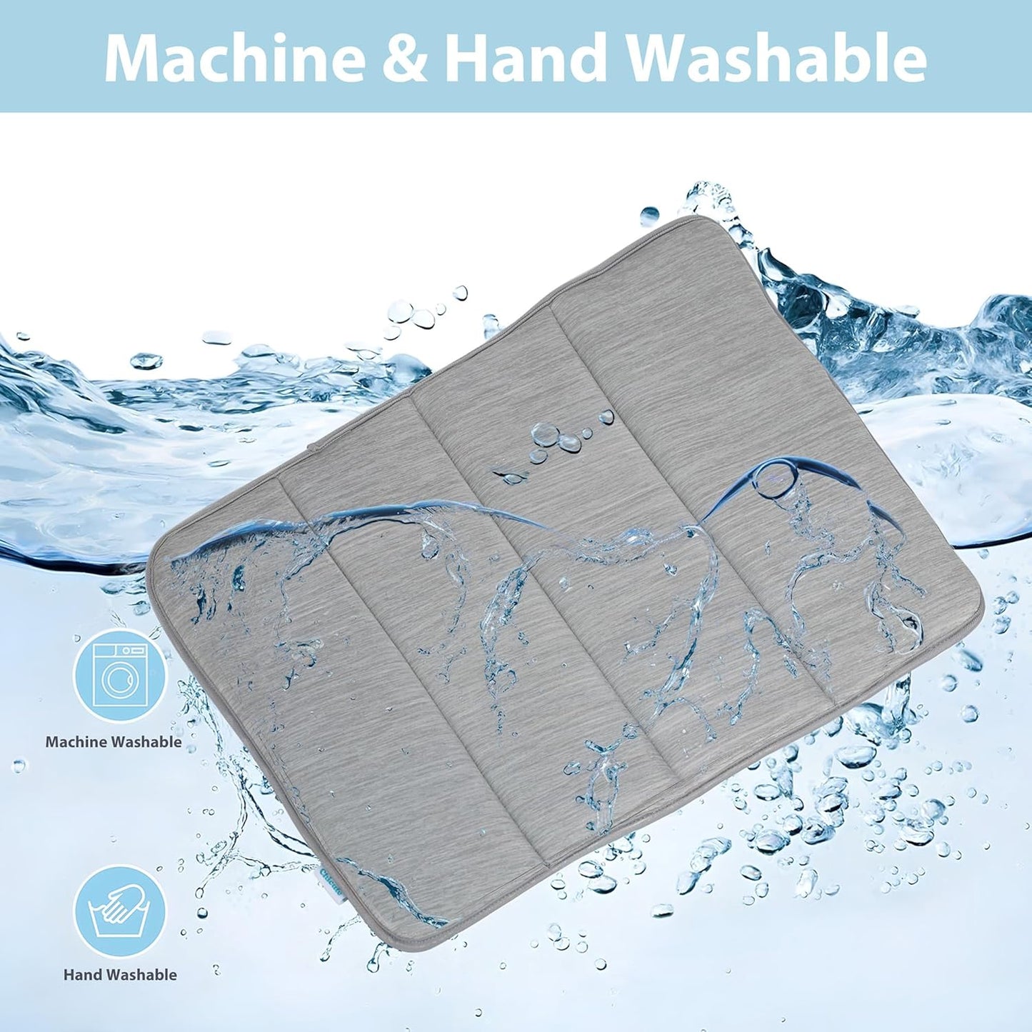 Dog Cooling Mat for Large Dogs - 35x23 Orthopedic Memory Foam Pet Pad for Summer, QMAX>0.5, Washable Premium Comfort Crate Pad for Your Furry Companion, Grey,