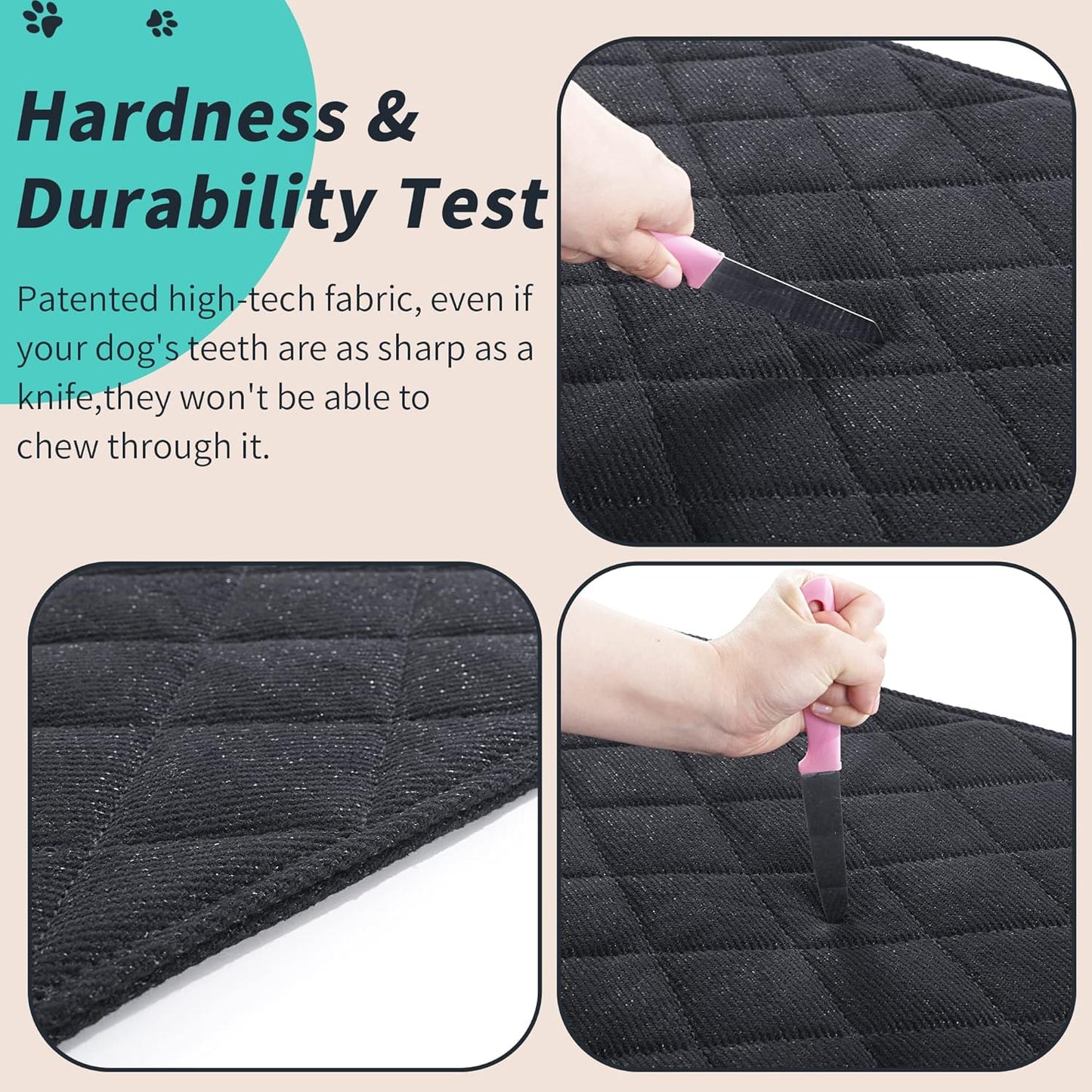 MABOZOO Indestructible Dog Beds - Chew Proof Crate Pad for Aggressive Chewers, Machine Washable Quilted Mat, Durable for Large Dogs, Black Kennel Pad (28x47 in)