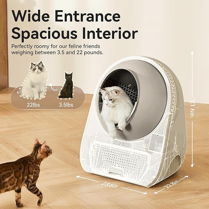 CATLINK Self Cleaning Cat Litter Box for Multiple Cats, Health Monitoring, Automatic Litter Box with APP, Triple Odor Control, Includes 60 Trash Bags, 65L Extra Large Robot (Luxury Pro-X)