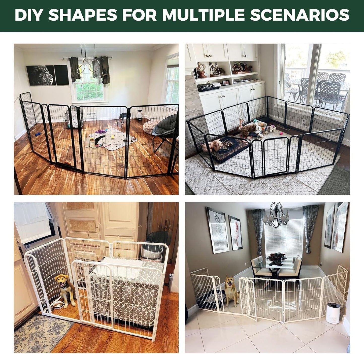 FXW Homeplus Unleashed Indoor Dog Playpen - Stress-Free and Safe Play, Heavy Duty 32 Inch 16 Wire Panels Dog Pen for Small and Medium Dogs, White│Patented