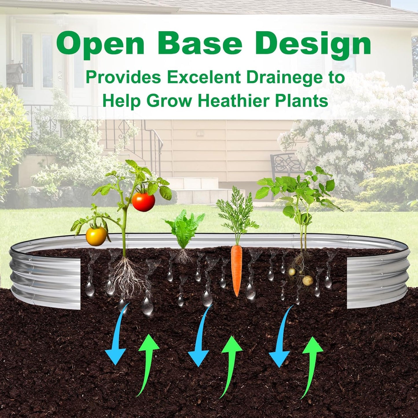 JERIA 2 Pcs 8×4×1ft Oval Raised Garden Bed,Galvanized Raised Garden Bed Kit Outdoor Metal Gardening Planter Box for Vegetable, Fruits, Flower，Herbs