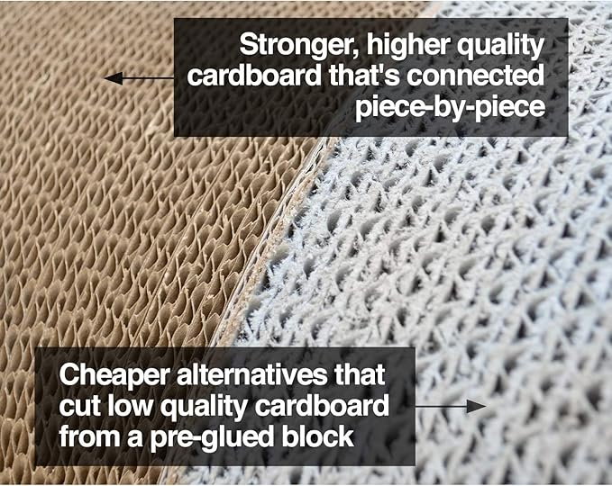 PetFusion 3-Sided Vertical Scratch Play & Perch Cat Scratching Post, 24" x 10.5" x 21.1", Multiple Angle Cat Scratching Pad; 6 Usable Sides, 100% Recyclable Cardboard Lounge