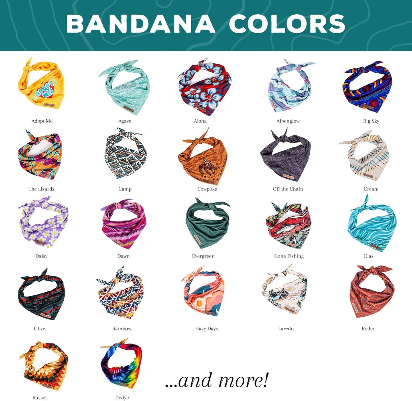 Wilderdog Dog Bandana with Lightweight Quick Drying Poly-Blend Mesh Material in Laredo