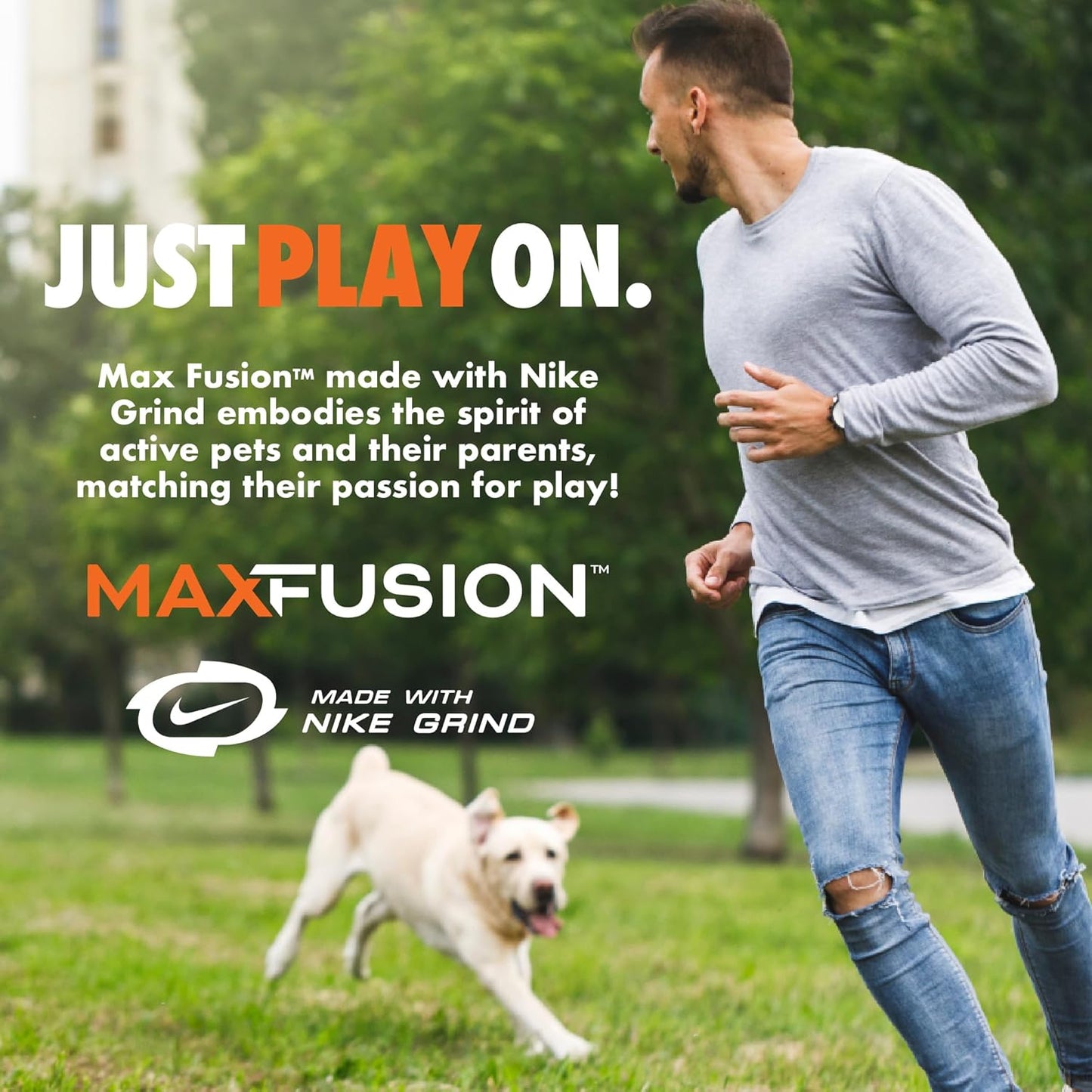 Max Fusion with Nike Grind, Arlee Quantum Treat Dispensing Dog Toy, Durable Dog Treat Toy, L