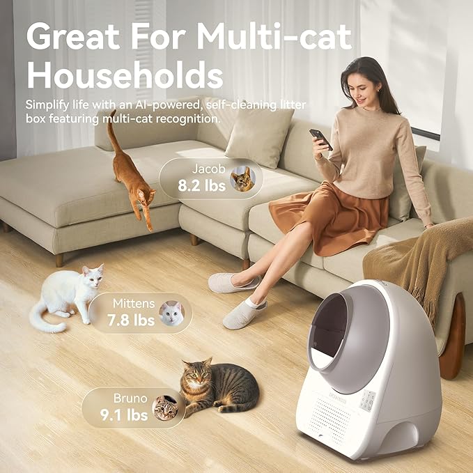 CATLINK Self Cleaning Cat Litter Box for Multiple Cats, Health Monitoring, Automatic Litter Box with APP, Triple Odor Control, Includes 60 Trash Bags, 65L Extra Large Robot (Luxury Pro-X)