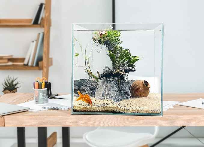 LANDEN 36C 11.5 Gallon Cube Rimless Low Iron Aquarium Tank,W14.2×D14.2×H14.2 in(36x36x36cm) 5mm Thickness with Nano Foam Leveling Mat Included