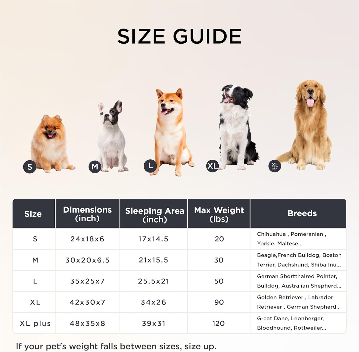 Bedsure Orthopedic Dog Beds Large Sized Dog, Waterproof Memory Foam Pet Bed with Sides, Non-Slip Bottom and Egg-Crate Foam Large Pet Couch Sofa with Washable Removable Corduroy Cover, Cream