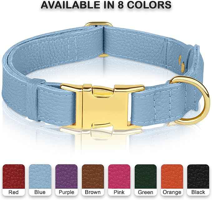 Leather Airtag Dog Collar - Soft Tracking Dog Collar with Apple AirTag Holder and Metal Buckle - Safety GPS Pet Collars for Small Medium Large Dogs Puppy Pink Red (Cornflower, S, 12"-15" Neck Fit)
