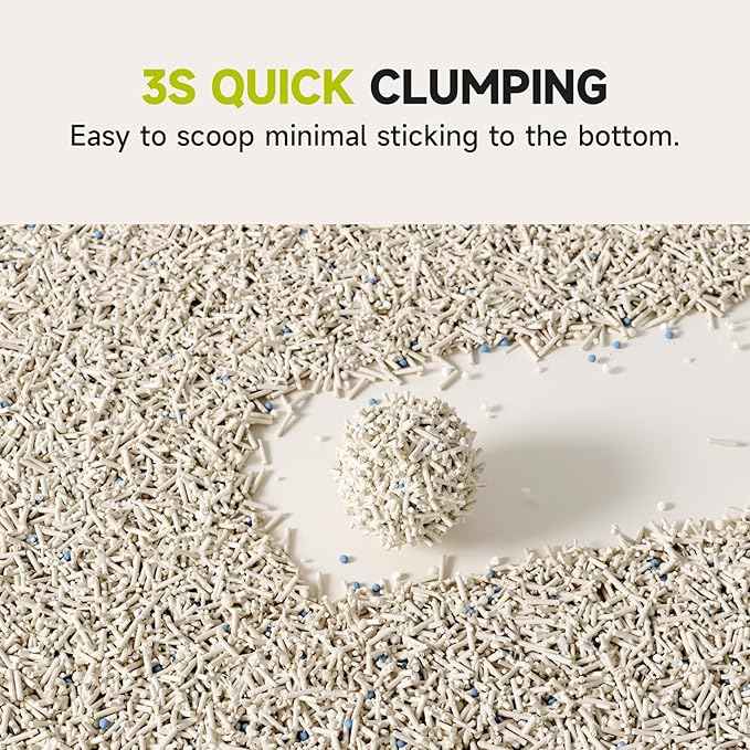 4-in-1 Tofu Cat Litter, Mixed Cassava, Baking Soda, SAP, Natural Plant, Fast Clumping, Strong Water Adsorption & Deodorization, No Tracking, Dust-Free, Flushable, (5.5lbx1bag)
