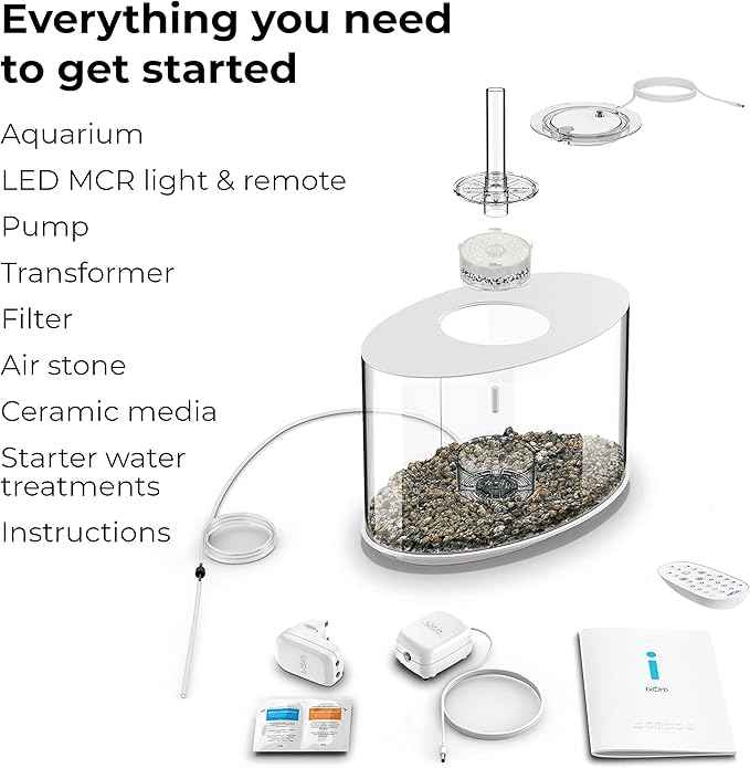biOrb Loop 15 Acrylic 4-Gallon Aquarium with Multi-Color Remote-Controlled LED Lights Modern Compact Tank for Tabletop or Desktop Display, White-Trimmed Tank