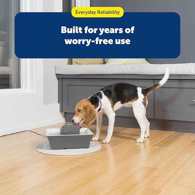 PetSafe Drinkwell Ceramic Pet Water Fountain - Quiet Automatic 70oz Dispenser for Cats & Dogs with Filters - Dishwasher Safe Square Design