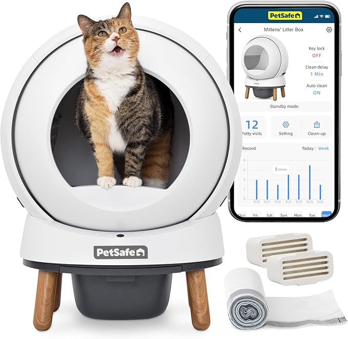 PetSafe ScoopFree SmartSpin Self-Cleaning Cat Litter Box - Advanced Odor Control Technology, App Controlled with Health Monitoring