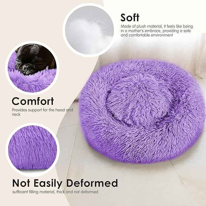 Extra Large Dog Beds, 36 Inch Human Dog Anxiety Relief Comfort Bed, Indestructible & Chew Proof Pet Beds (Purple)