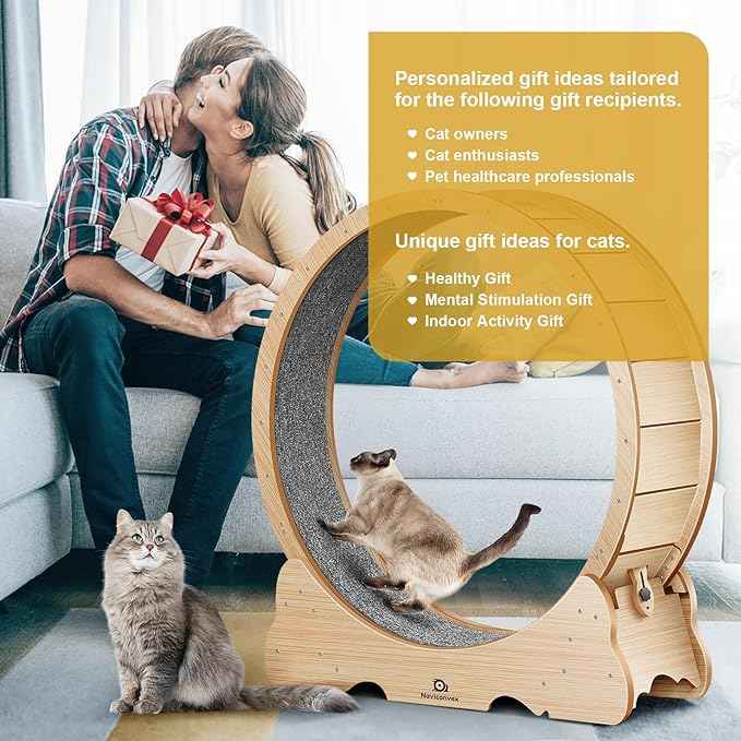 Cat Wheel, 53" XXL Large Cat Treadmill for Indoor Pets, Cats Exercise Running Wheel with Detachable Carpet, Quiet and Sturdy, Suitable for Most Cats Running/Walking/Training
