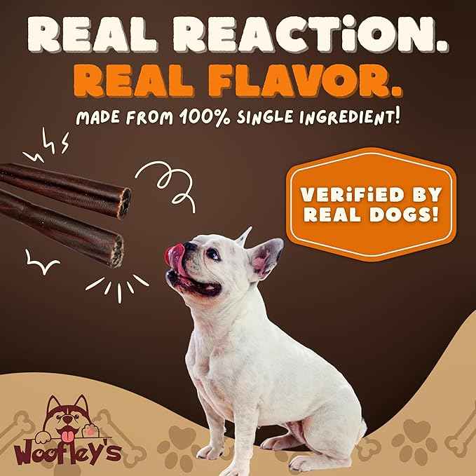 Woofley's 12 Inch Beef Collagen Sticks for Dogs (8 Count) Bully Stick Rawhide Alternative Dog Chews No Hide Bones for Medium & Large Dogs
