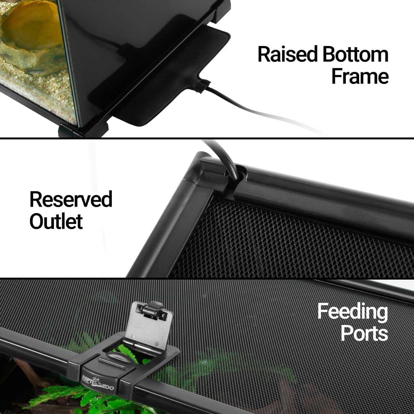 REPTIZOO Reptile Terrarium Tank 30" x 12" x 10", Black-Tinted Glass Snake Tank with Top Feeding Ports Top Screen Ventilation Reptile Habitat for Snake Spider - FurryFun