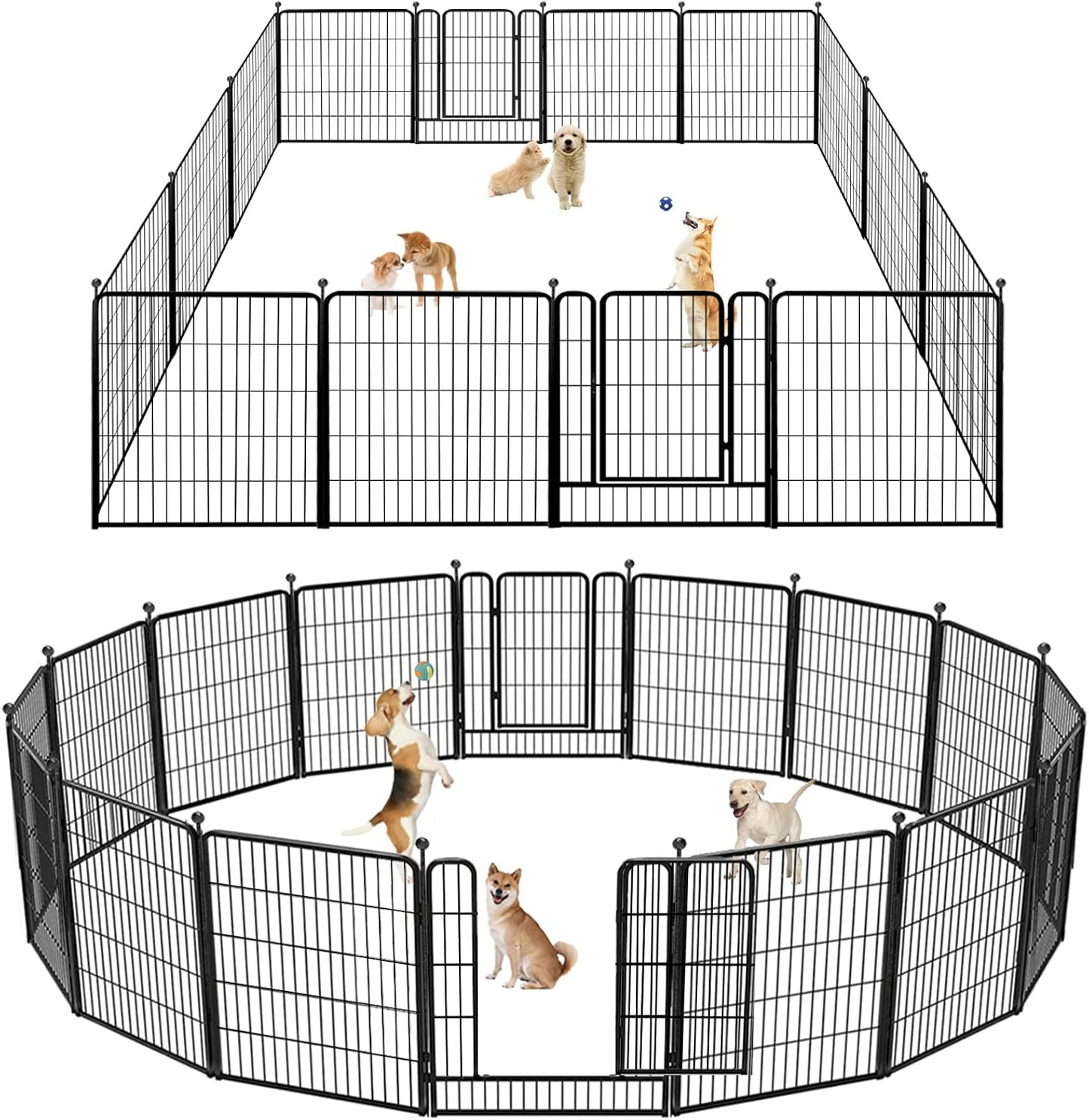 Dog Playpen 32 inch 20 Panels Indoor Outdoor Dog Pen for Medium/Small Dogs Heavy Duty Metal Dog Fence Outdoor for Yard, Puppy Playpen with Door Portable Pet Fence for RV Camping Yard