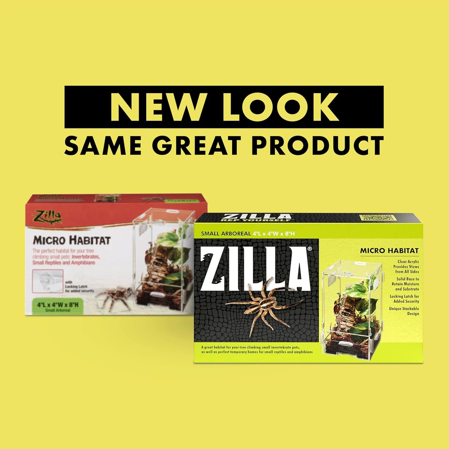 Zilla Micro Habitat Terrarium, Arboreal, with Locking Latch, for Isopods, Spiders, Insects, Small - FurryFun