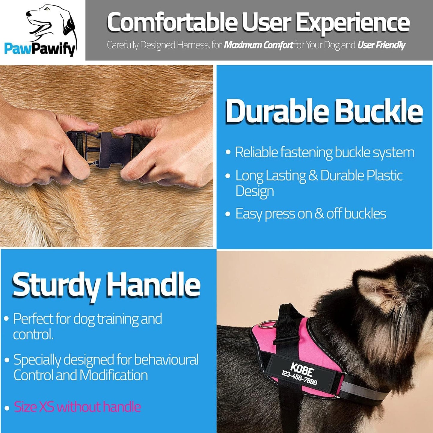PawPawify Custom No Pull Dog Harness with Name and Phone Number, Heavy Duty Personalized Pet Vest to Prevent Tugging, Pulling, or Choking, Training and Walking (Orange, M (20-40 LBS))