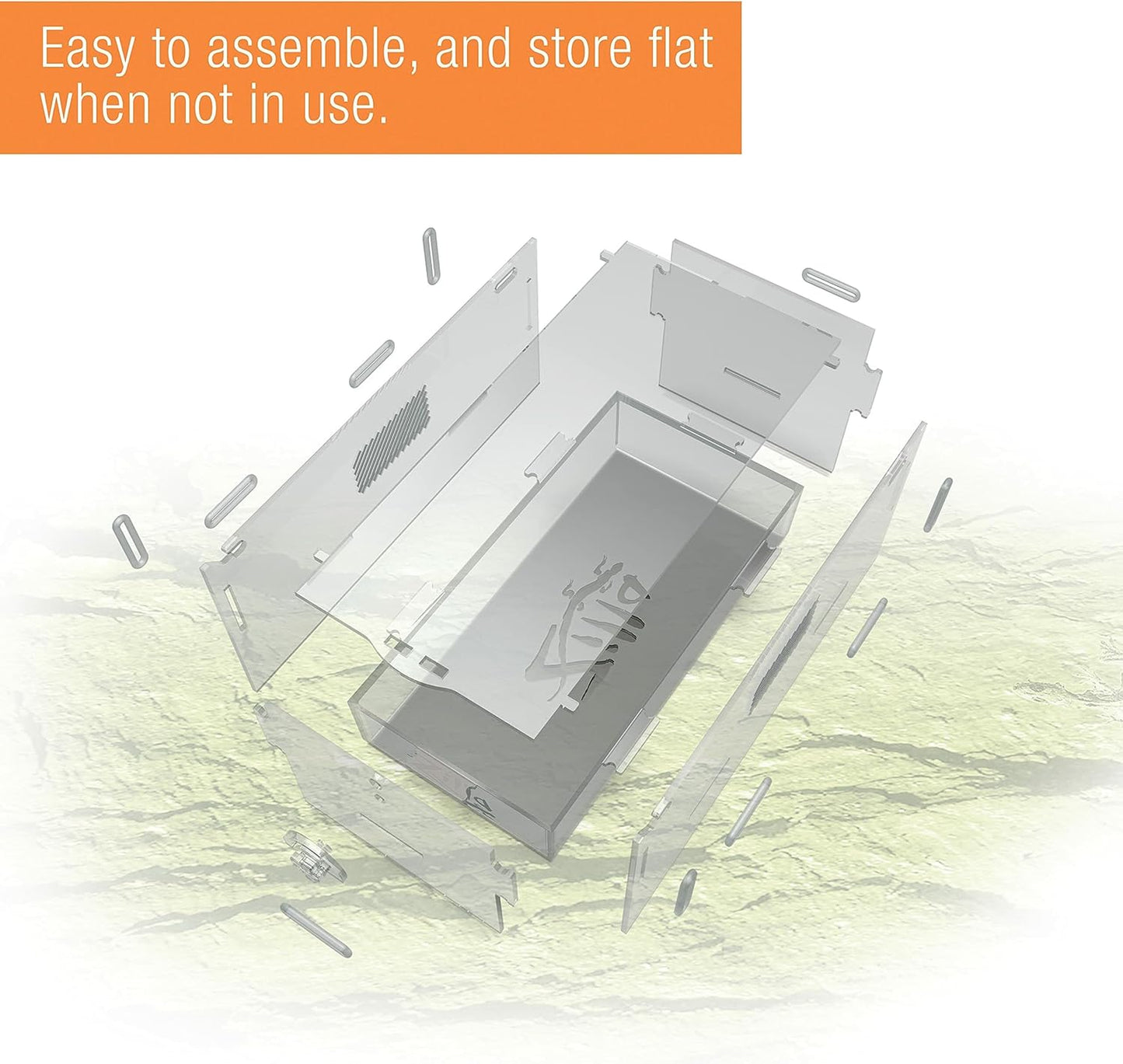 Zilla Micro Habitat Terrarium, Terrestrial, with Locking Latch, for Isopods, Spiders, Insects, Large - FurryFun