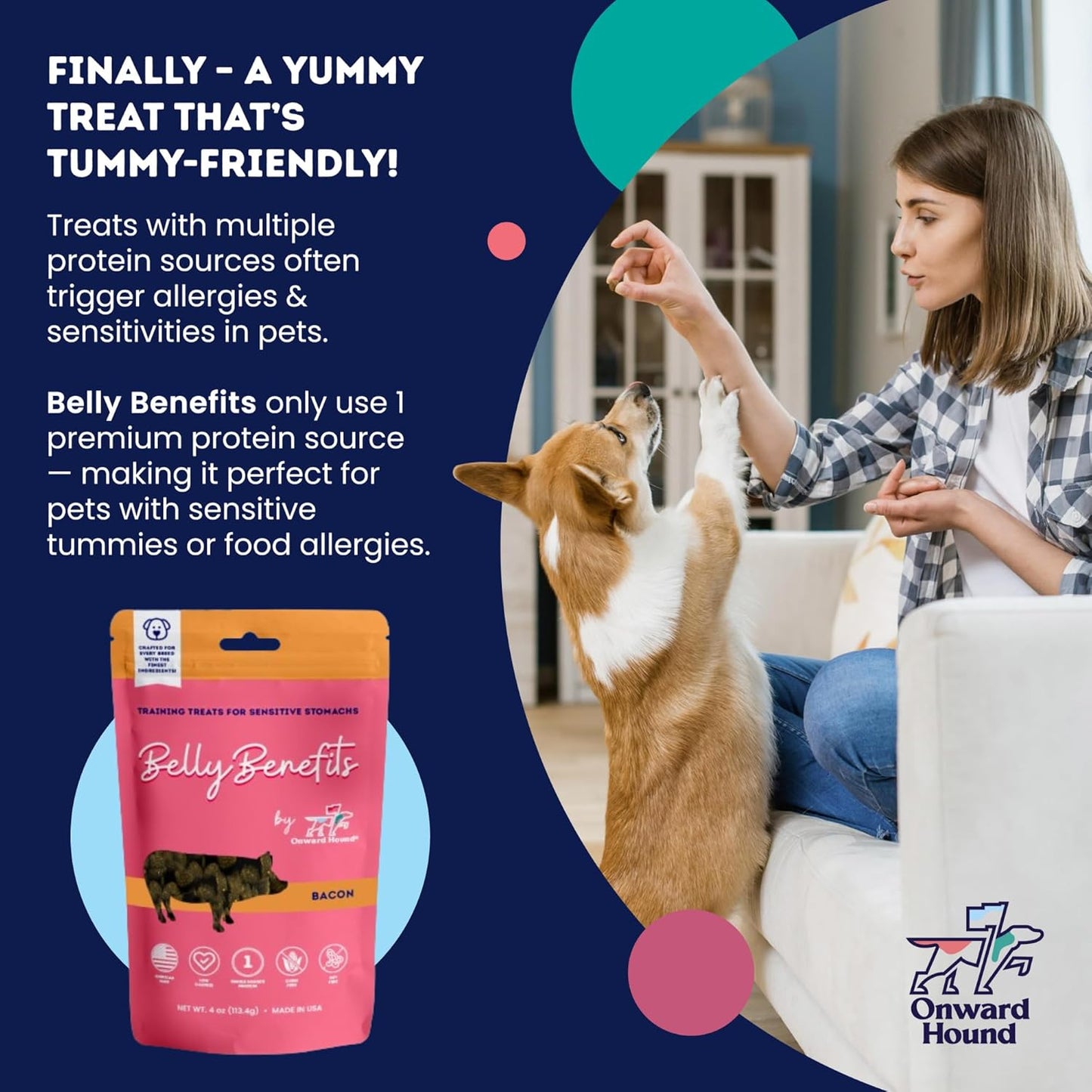 Onward Hound Training Treats for Dogs - Soft Bison - Low Calorie Dog Training Treats for Sensitive Stomachs with Single Source Premium Protein, Corn Free, & Soy Free Formula - 10 oz