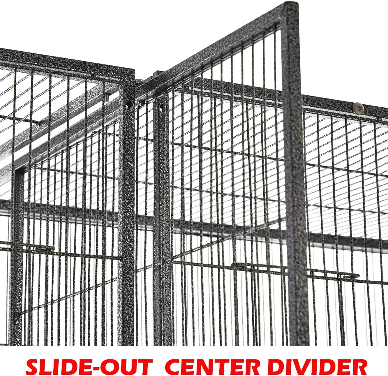 54" Large Double Breeding Flight Bird Wrought Iron Double Parrot Bird Cage Slide Out Center Divider Side Nesting Doors Cockatiel Conure Removalbe Rolling Stand