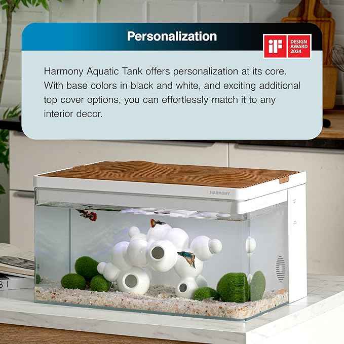 Harmony Aquarium Tank by Clairnara – All-in-One 8 Gallon Freshwater Fish Tank with LED Light, Quiet Pump, and Patented Filtration – iF Design Award Winner