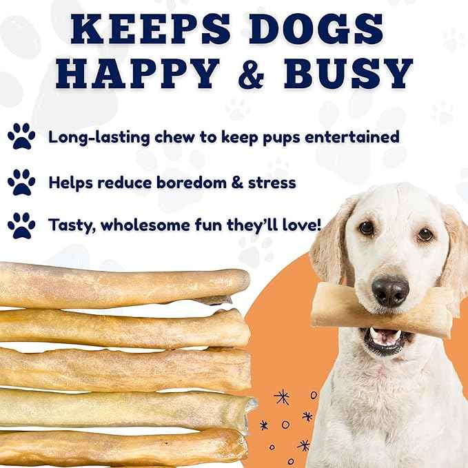 Amazing Dog Treats - Large Collagen Stick - (12 Inch - 50 Count) - Beef Cheek Rolls - 100% Pure Collagen Sticks