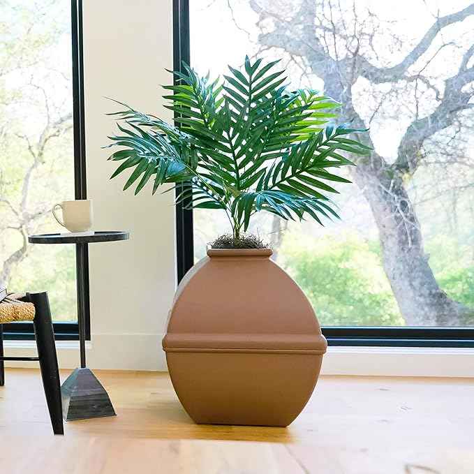 Good Pet Stuff Hidden Litter Box Planter, Decorative Cat Litter Enclosure with Carbon Filter, Artificial Plant, Easy Clean, Indoor Design, Courtyard Square Style, Base Kit, Mocha Brown