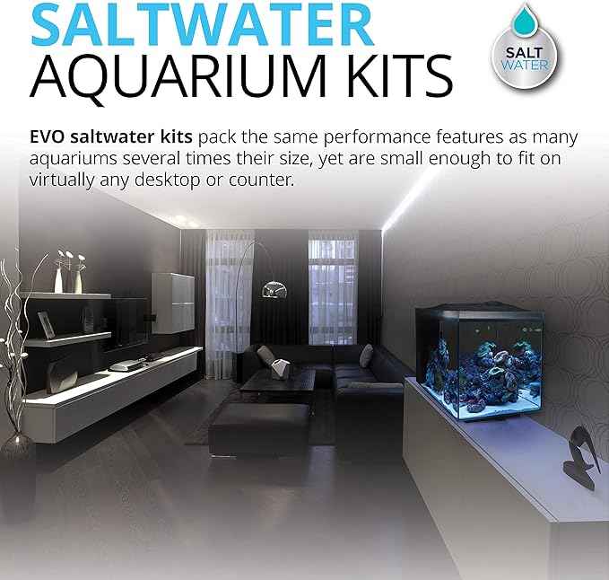 Fluval Evo XII Saltwater Aquarium Kit, 13.5 Gal. – Saltwater Fish Tank with Reef-Capable LED, Efficient 3-Stage Filtration and Seamlessly Integrated Hardware