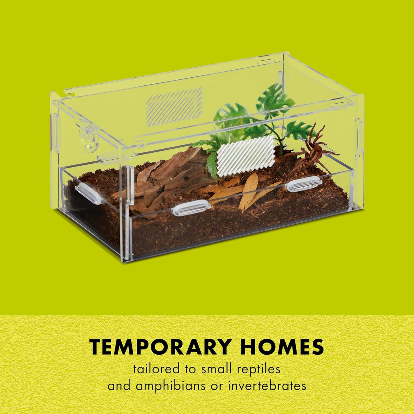 Zilla Micro Habitat Terrarium, Terrestrial, with Locking Latch, for Isopods, Spiders, Insects, Small - FurryFun