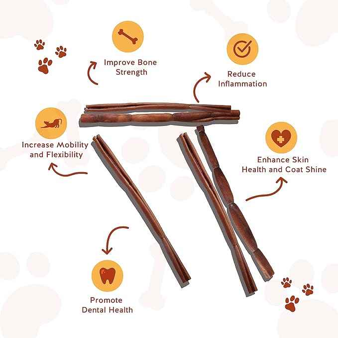 Jack&Pup 12" Beef Collagen Sticks for Dogs | Rawhide Free Dog Chews Long Lasting | Single Ingredient Healthy Dog Treats for Medium Dogs | Bully Stick Alternative (5 Pack)