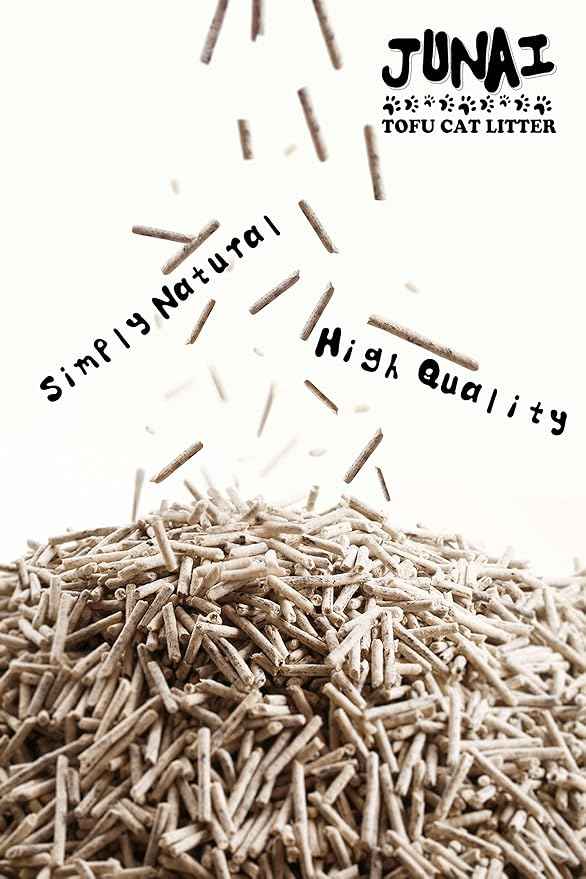 JUNAI Tofu Cat Litter 16 Packs(2.3kg x 16), Active-Carbon Natural Clumping Cat Litter Pellet flushable Biodegradable Kitty Litter, Good for All cat Litter Box, Lightweight dust Free and Odor Control