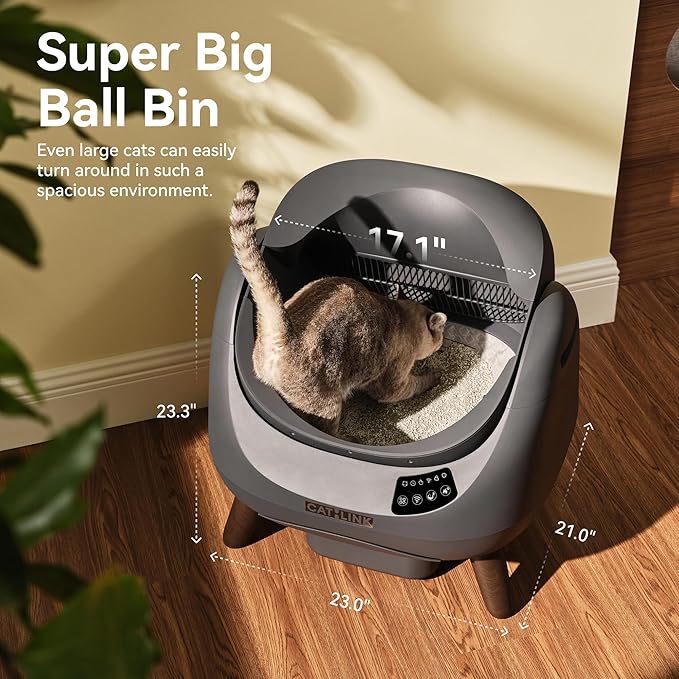 CATLINK Self Cleaning Cat Litter Box, Open Top Automatic Litter Box, Safe Anti-Pinch, AI Waste Analysis Health Monitor for Multi-Cat Recognition, 5G WiFi App Control, Odor Free, Open-X