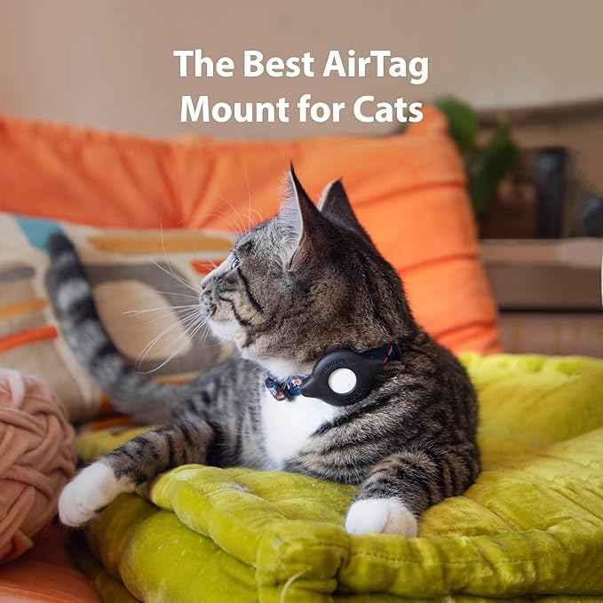 AirTag Cat Collar Mount - TagVault™ - The Secure & Compact AirTag Holder for Cats | Doesn't Dangle, for Small Dogs Too | Elevation Lab (4 Pack)