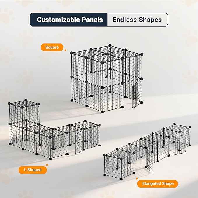 3-Tier DIY Indoor Cat Cage with Skylight, Accommodates Multiple Pets; Foldable Large Cat Cage Enclosure (with Litter Box Area); 43.7-Inch Metal Wire Cat Bed Habitat