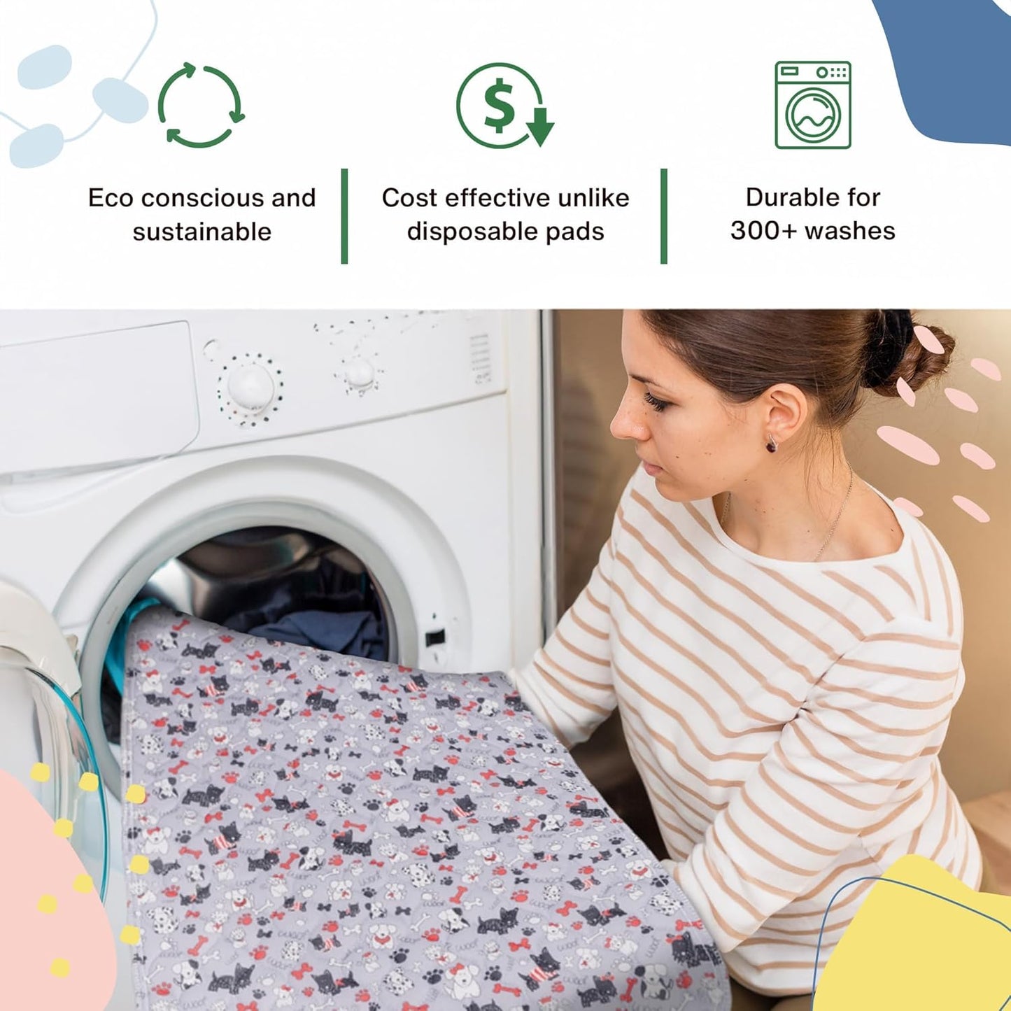 Caldwell's Pet Supply Co. 24x36 Potty Pads, Washable Pee Pads for Dogs, Reusable Pee Pad for Dogs, Puppy Potty Mat, Whelping Rug, Reusable Puppy Mat, Waterproof Rug for Dog, Medium (Set of 2)