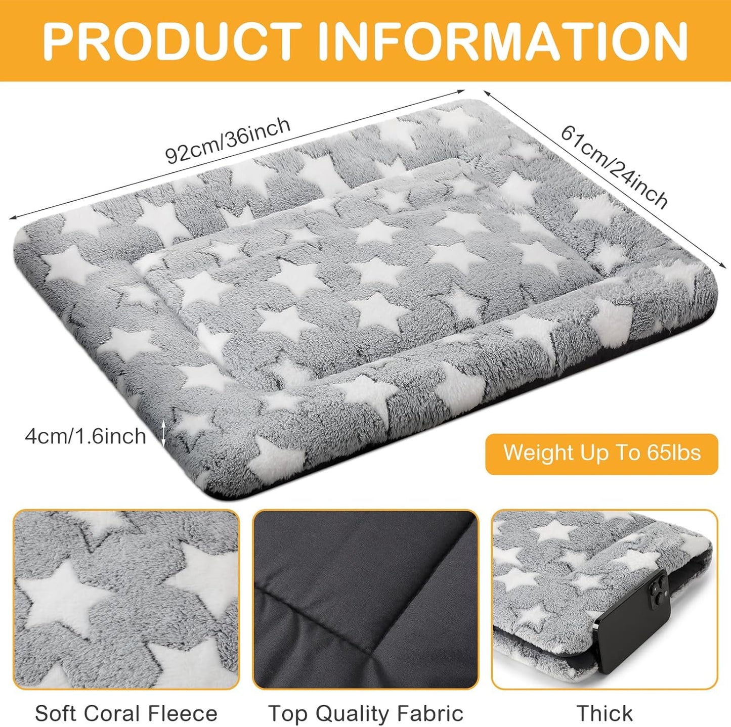 4 Pcs Washable Dog Crate Mat Kennel Pad Replaceable Reversible Pet Bed Pad for Crate Pet, Sleeping Mat for Small, Medium, Large Dog Machine Washable(24 x 36 x 1.6 Inch,Gray)