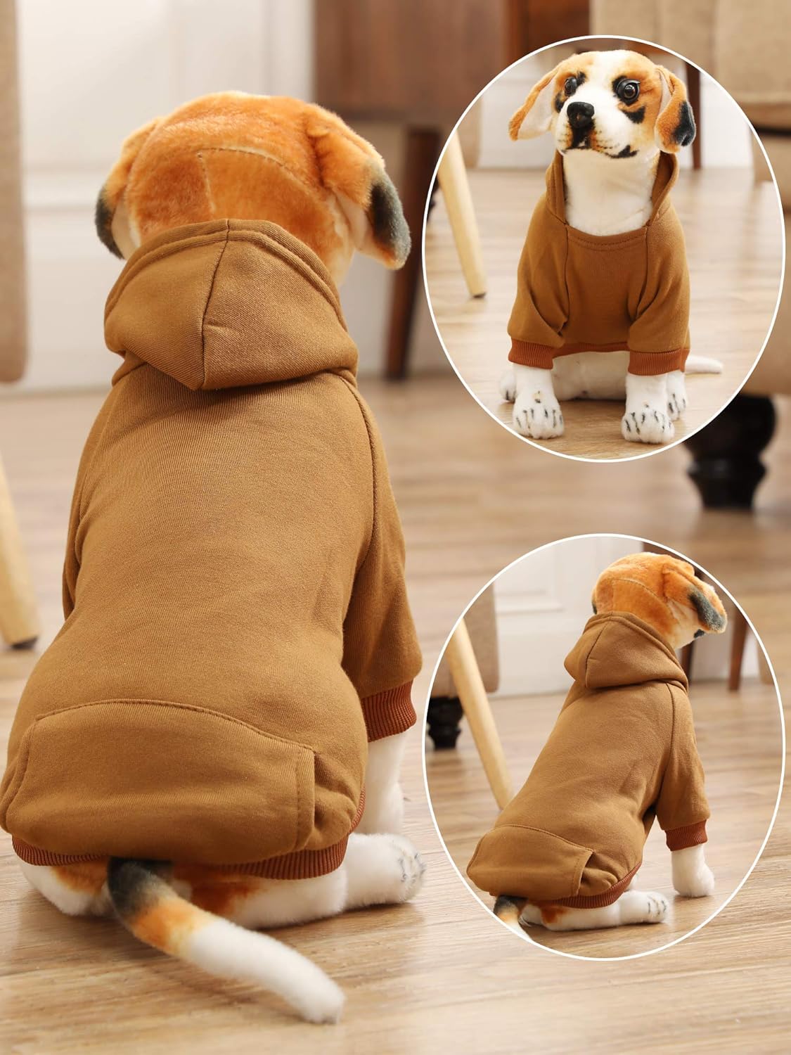 6 Pieces Dog Hoodie Dog Clothes Sweaters with Hat, Pet Winter Clothes Warm Hoodies Coat Sweater for Small Dogs Chihuahua (XS)